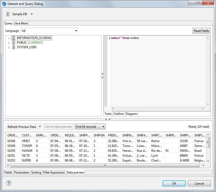 jss dataset and query preview