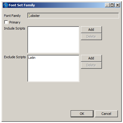jss font set family exclude