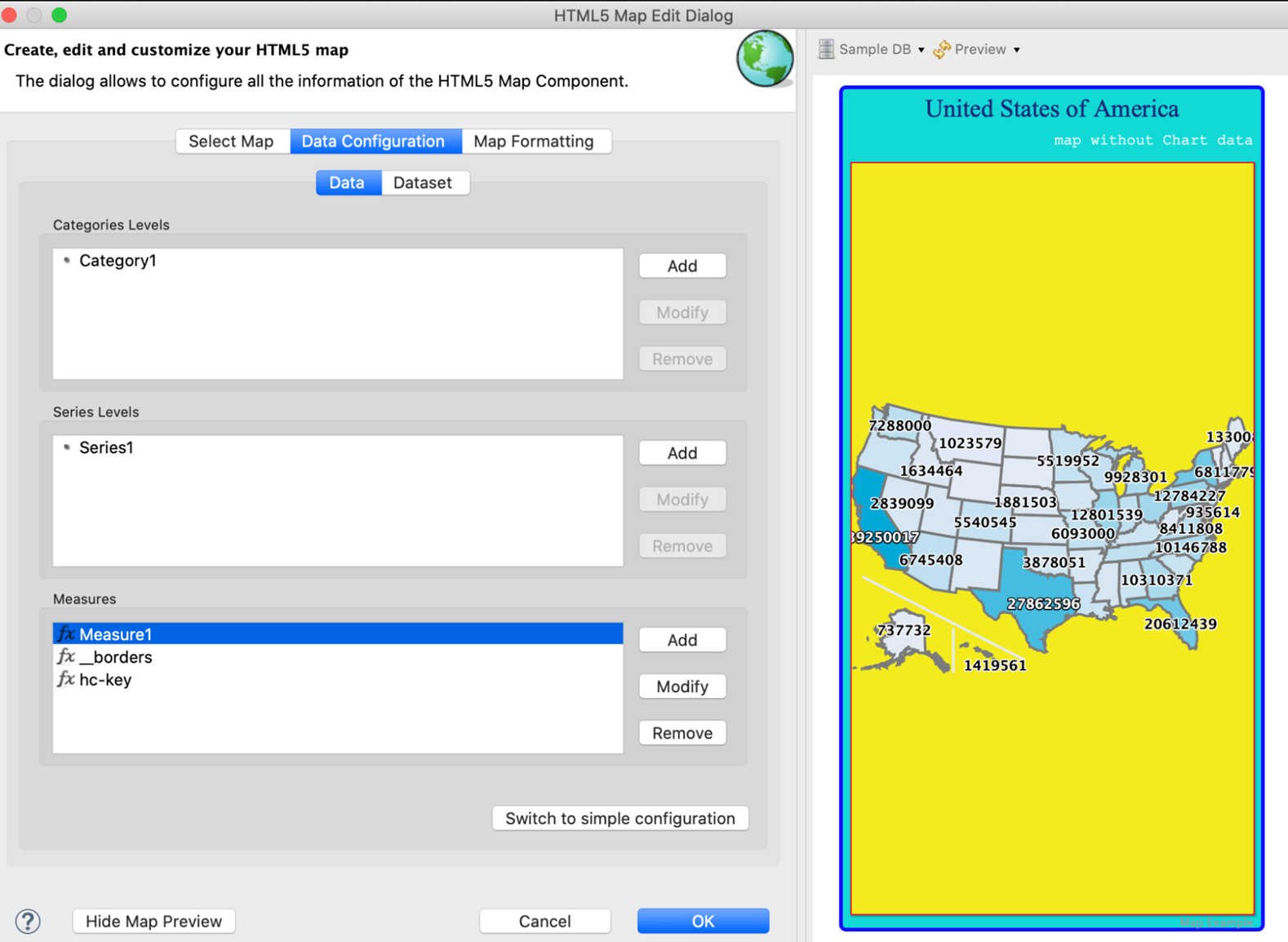 jss html5 map data displayed