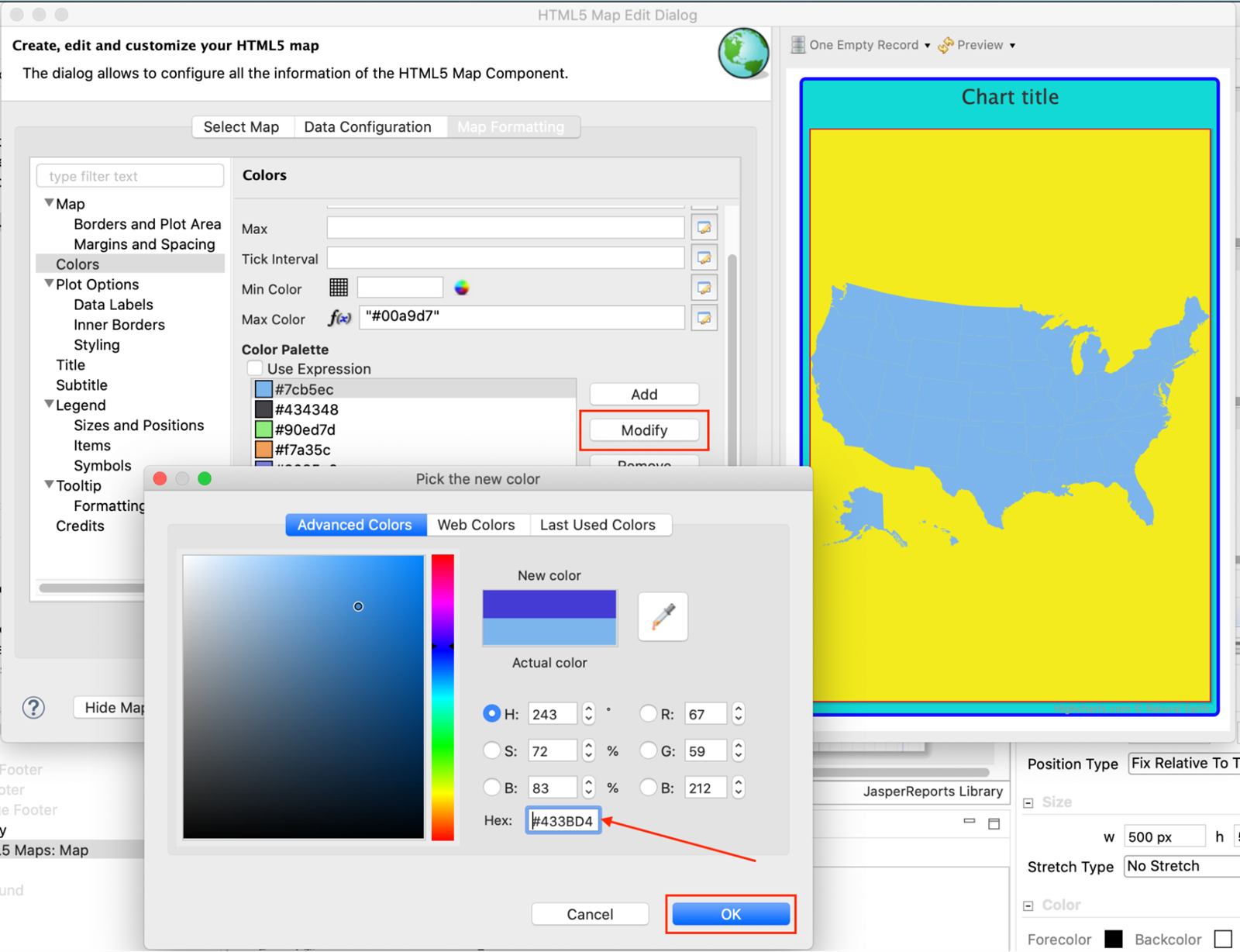 jss map custom color settings