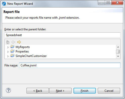 jss new report wizard report file
