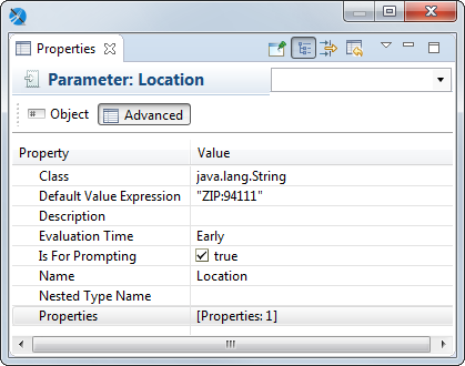 jss parameters properties advanced tab
