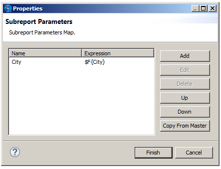 jss subreport parameters
