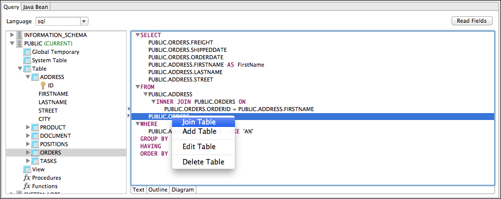query 9 join table2