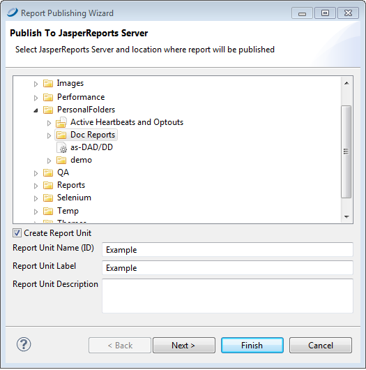 report publishing wizard