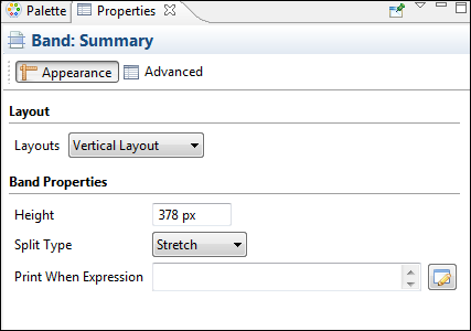 summary band properties